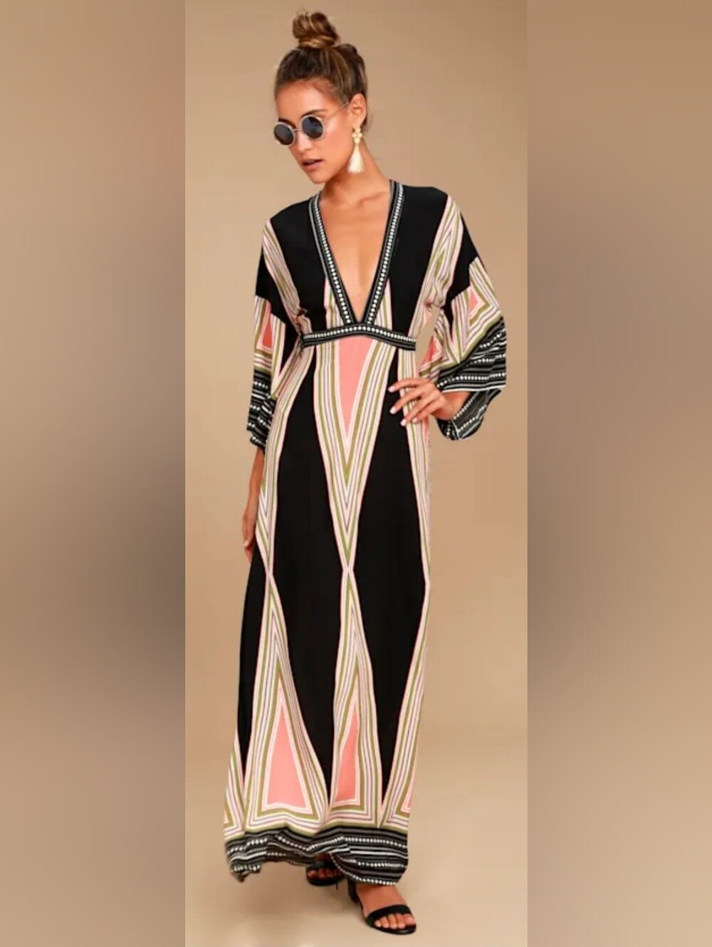 Lulus Montecito Black Print Maxi Medium